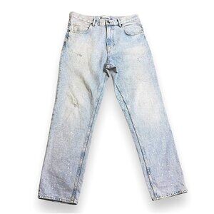Zara Light Wash Distressed High waisted Straight Leg  Denim Jeans Size 31